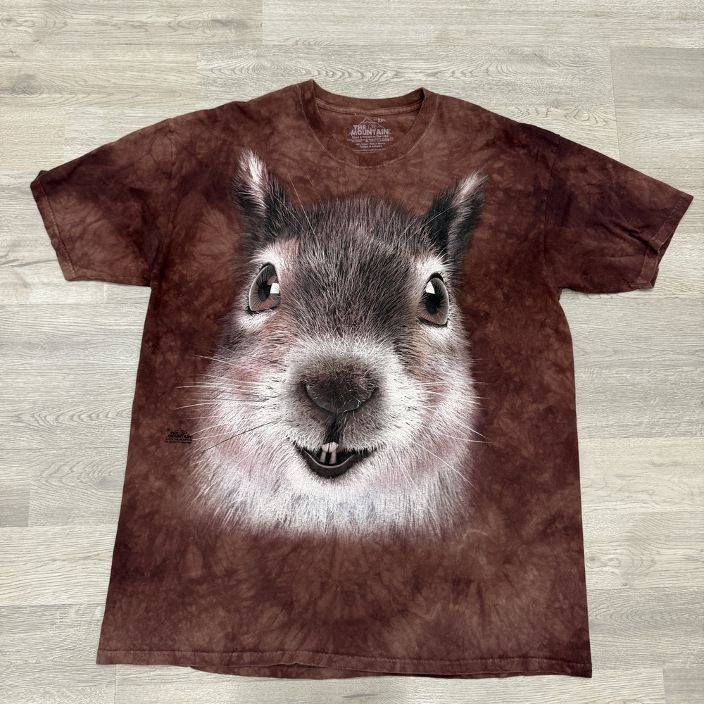 The Mountain Squirrel Face T Shirt Mens 2XL Brown Tie Dye 2013 3D Animal Tee